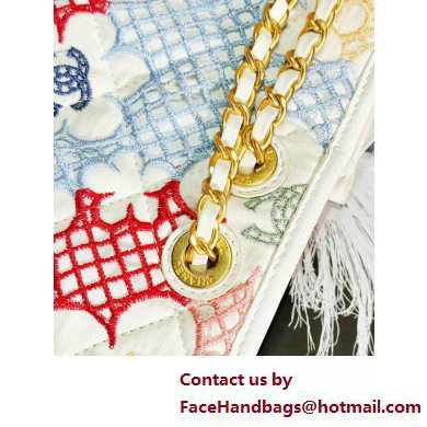 Chanel Lace Patchwork  &  Gold-Tone Metal Flap Bag AS4773 White  &  Multicolor 2025